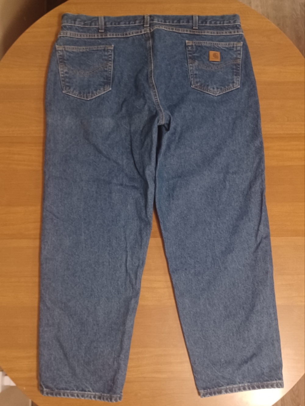 Carhartt Jeans Mens 44x30 Blue Relaxed Fit Workwear B17DST (fade line)